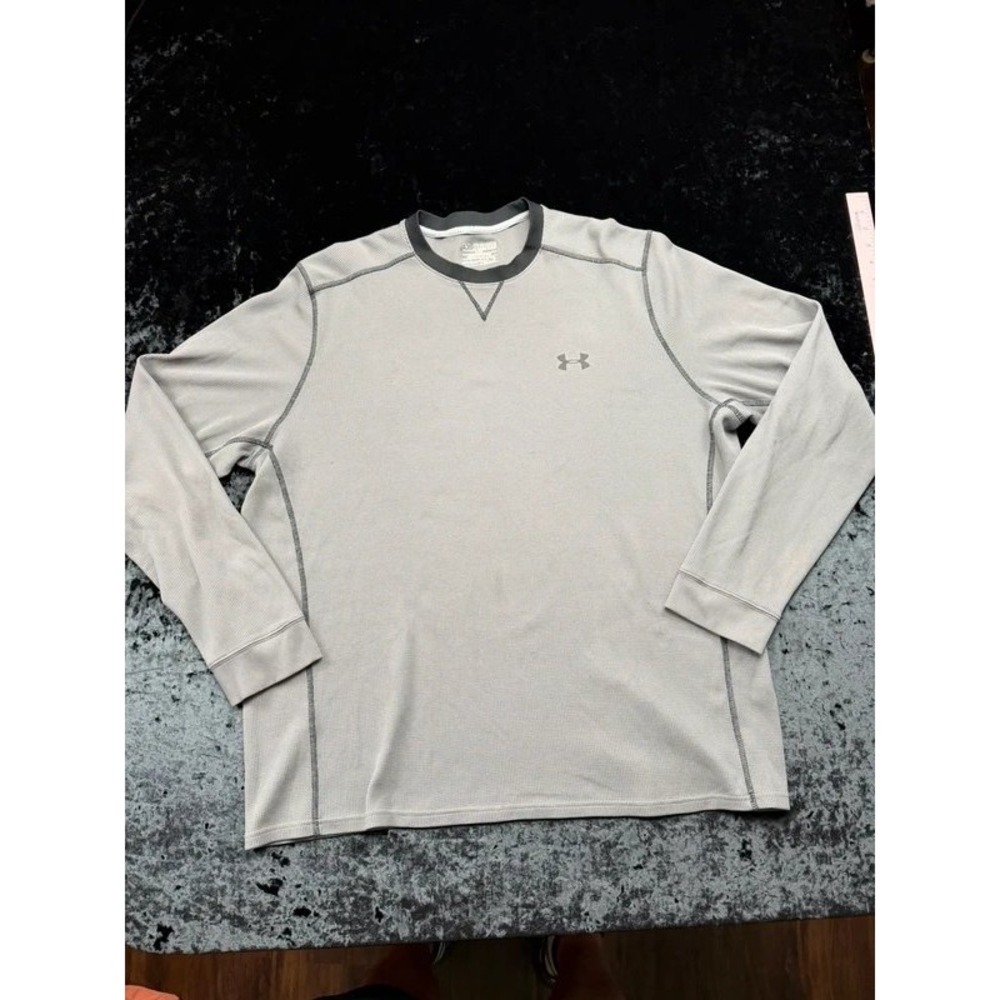 Under Armour ColdGear Mens 2XL Gray Waffle Knit Long Sleeve Loose Fit Shirt